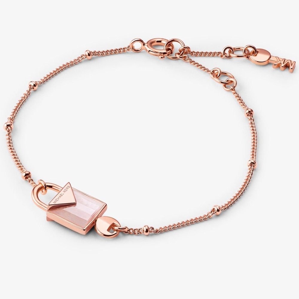 🎁 MICHAEL KORS 14K Rse Gld/Rose Quartz Bracelet
